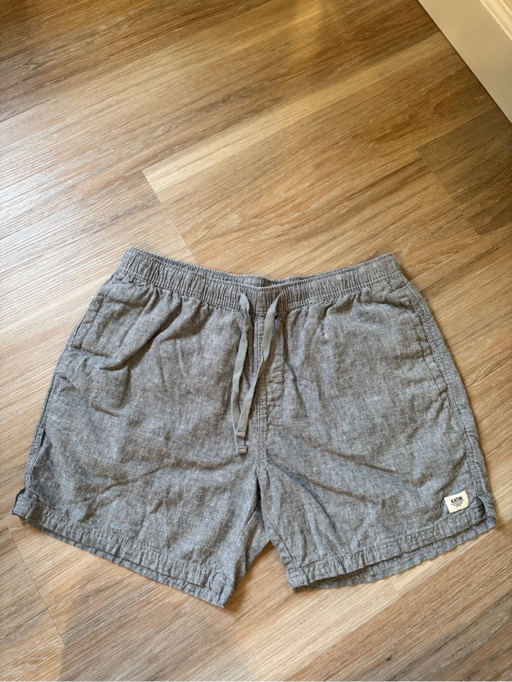 Katin Isaiah Local Shorts Mens XL Gray Cotton Linen Drawstring Surf